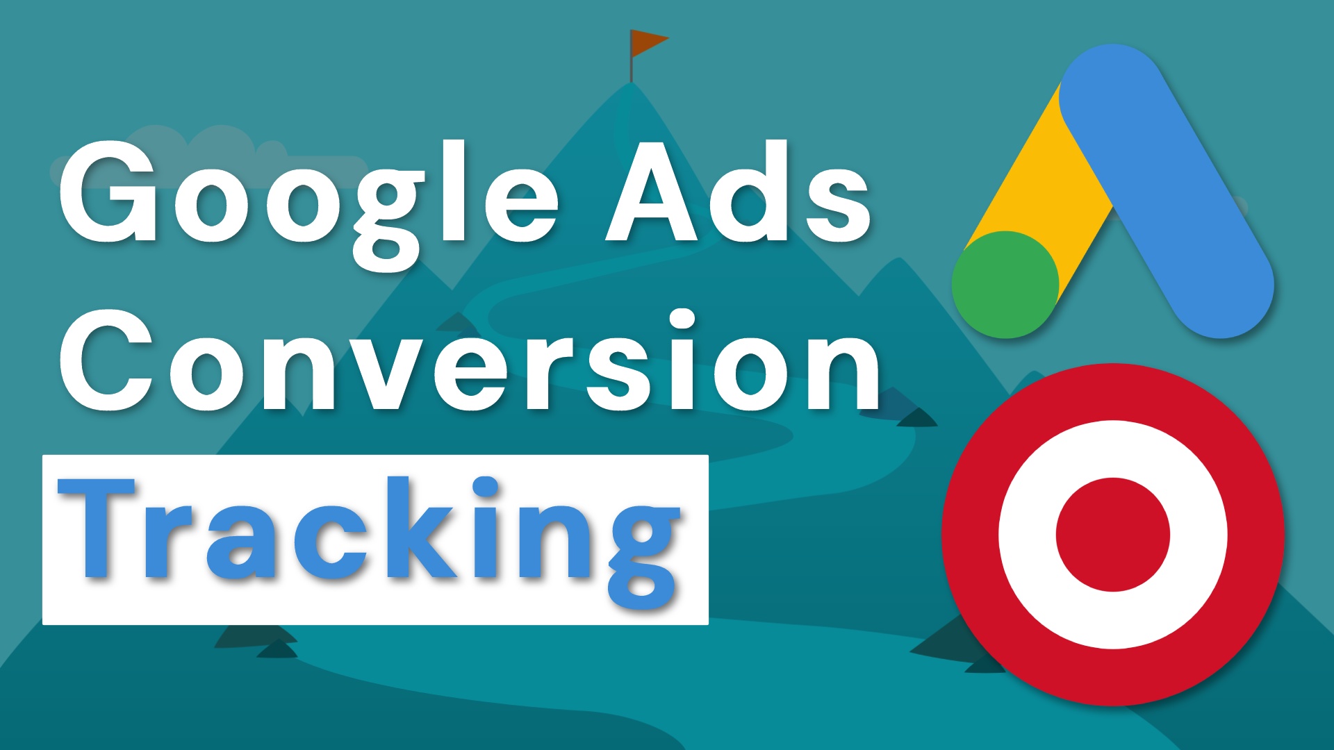 image showing google ads logo and a target symbol next to "google ads conversion tracking" text